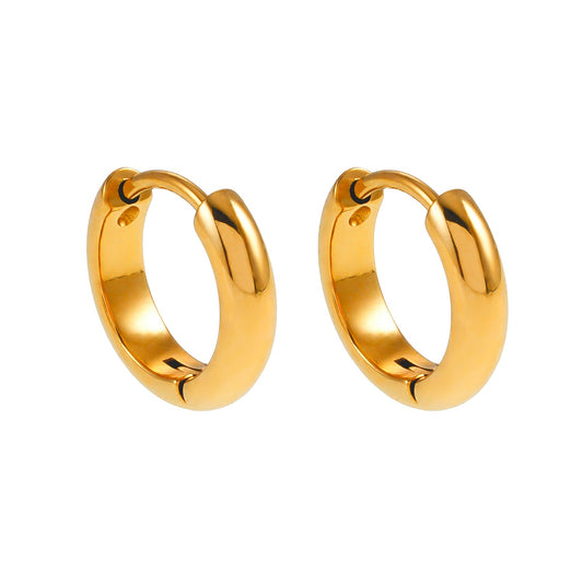 JAANBERG Gold: Mid Width Smooth Finish Mini Hoops for Day-to-Night Elegance