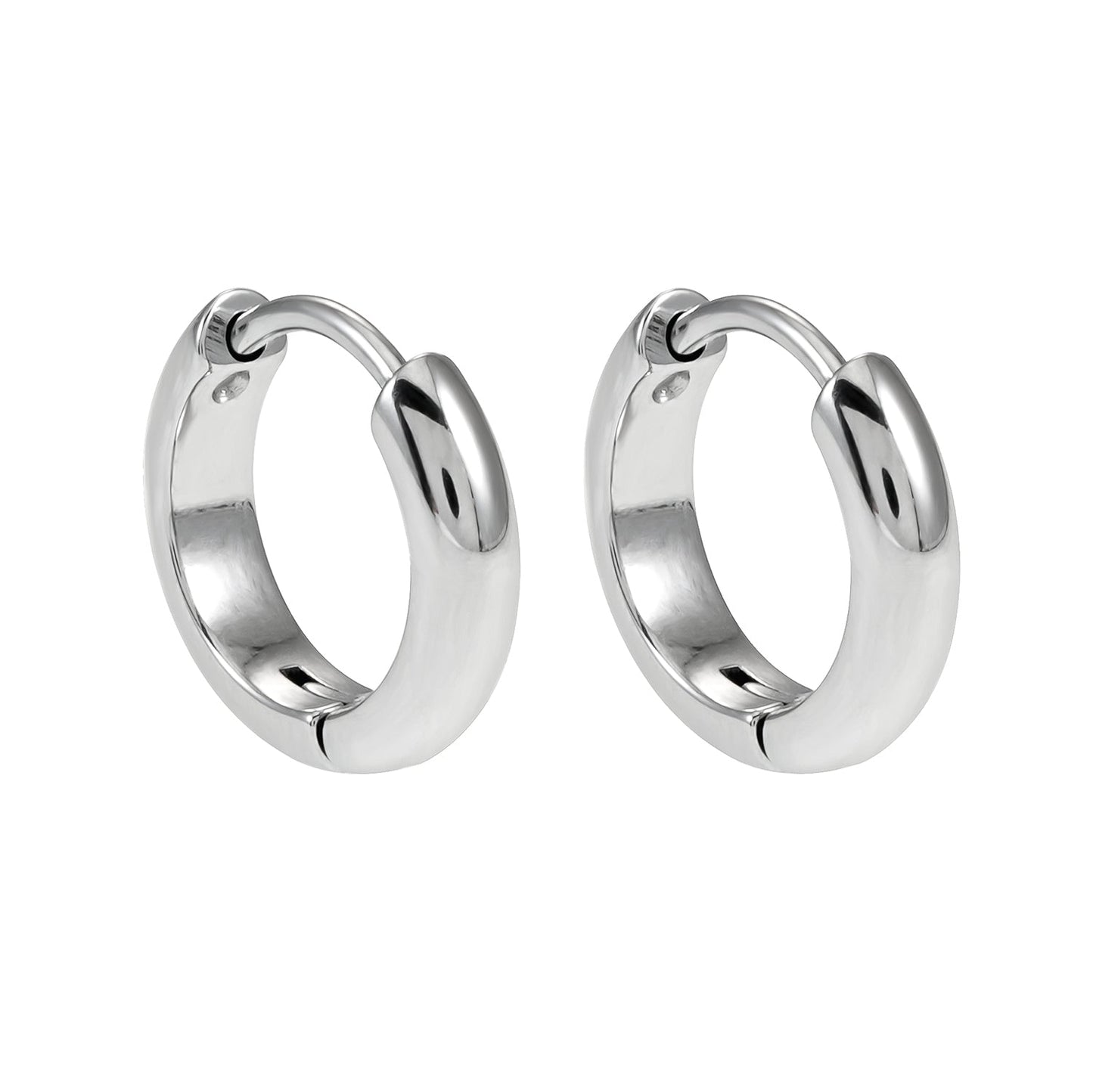 JAANBERG Silver: Mid Width Smooth Finish Mini Hoops for Day-to-Night Elegance