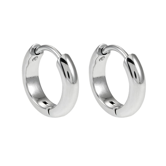 JAANBERG Silver: Mid Width Smooth Finish Mini Hoops for Day-to-Night Elegance