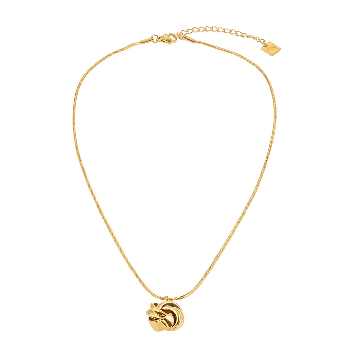 JASPUR: Snakeskin Chain Necklace with Love-Knot Pendant in Gold