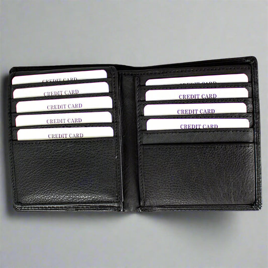 JBG International Men's Flip Up Wing Bifold Leather Wallet