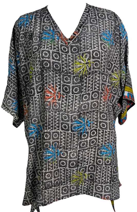 PRC6469 Avatar Pure Silk Long Tunic with Side Ties