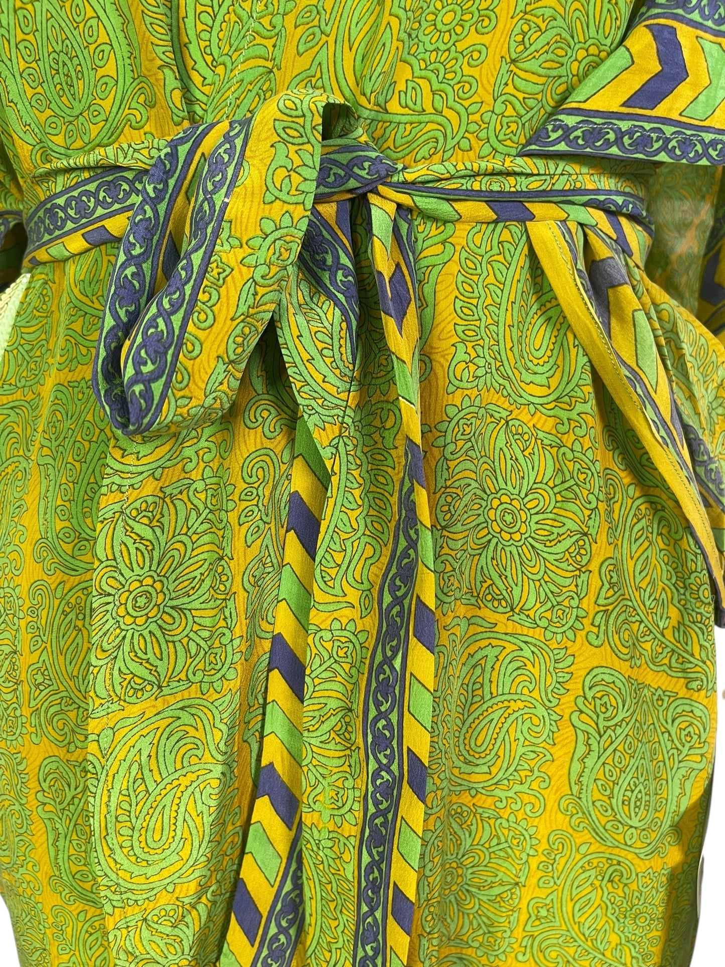 PRC6770 Avatar Long Pure Silk Kimono Sleeved Duster with Belt