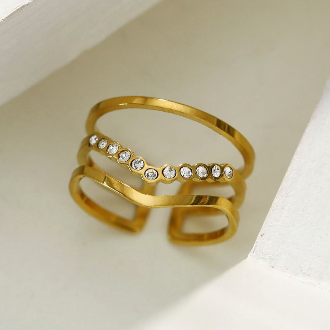 JUAANA Triple Layered Zirconia Embellished Ring