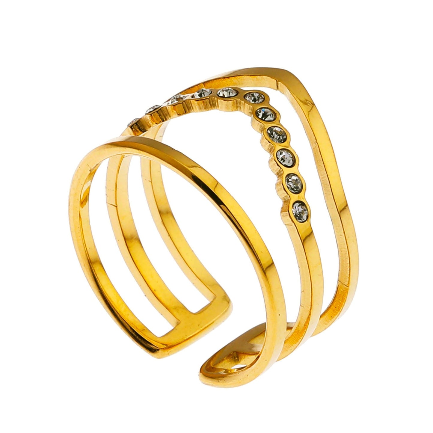 JUAANA Triple Layered Zirconia Embellished Ring