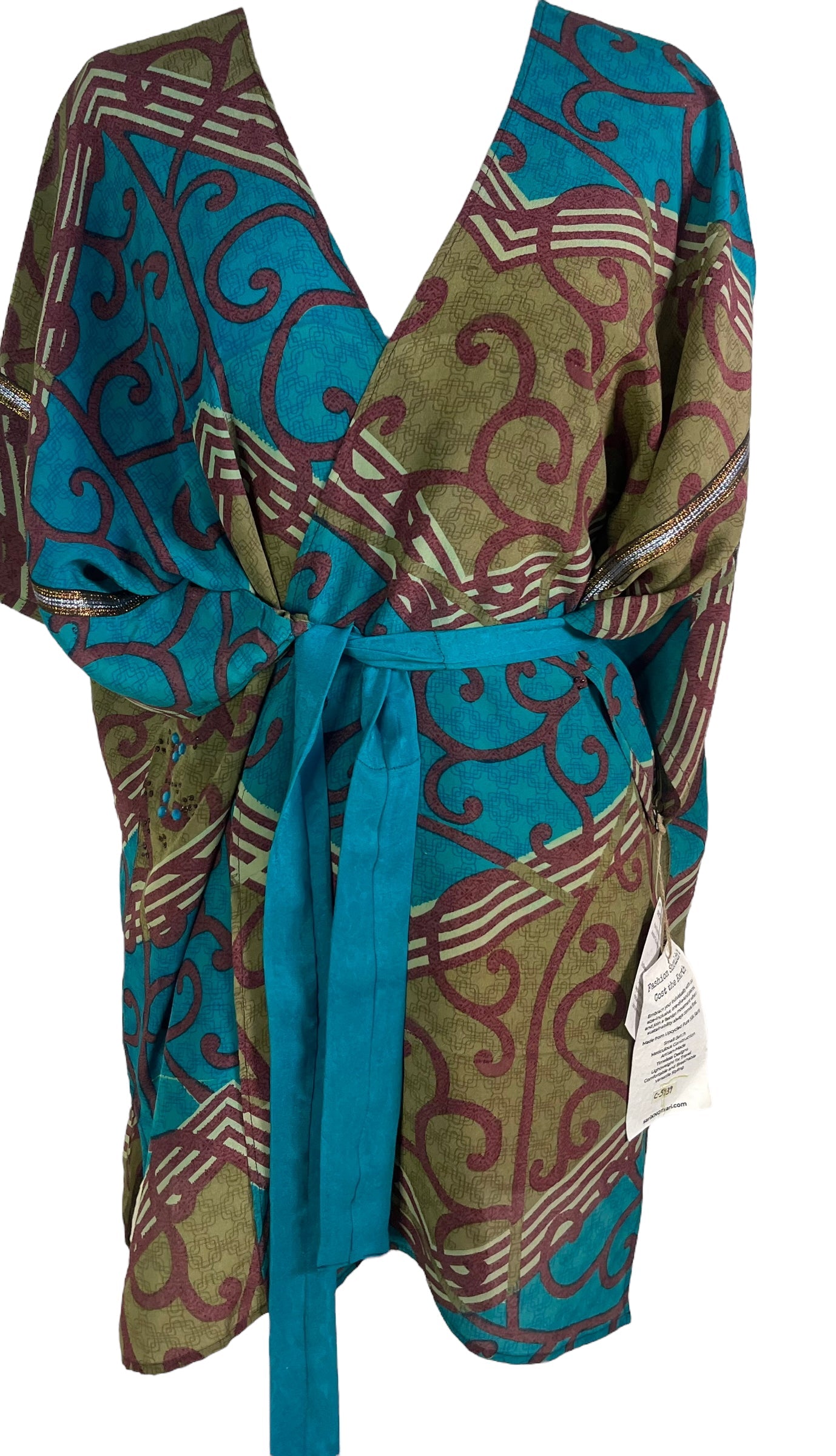 PRC5939 Avatar Pure Silk Kimono-Sleeved Jacket with Belt