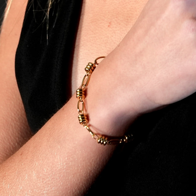 KAMA Oval-Links & Adjoined Beads Statement Bracelet