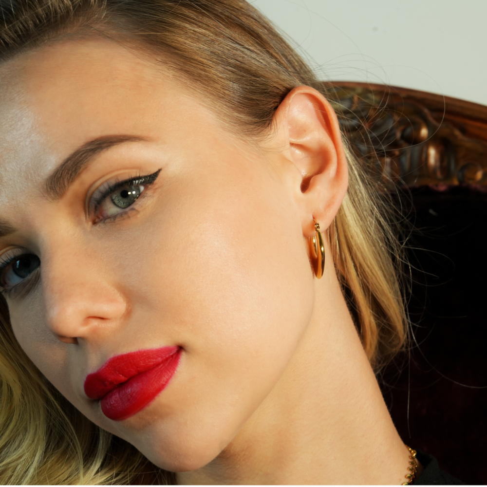 KAMIRA Gold: Asymmetrical Geometric Hoop Earrings