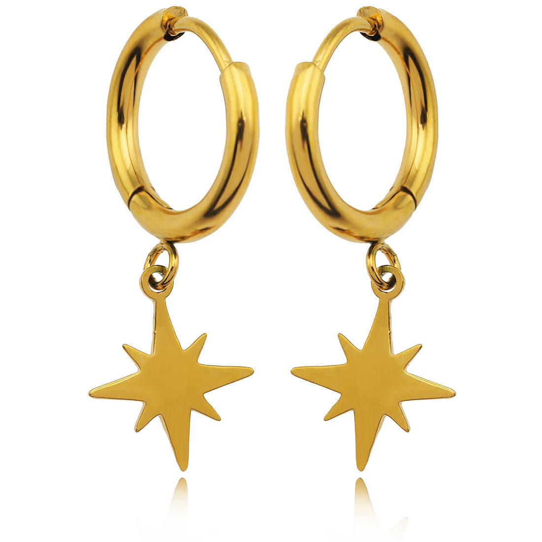 KAYLIN Gold: Mini Hoops with Star Charm Earrings