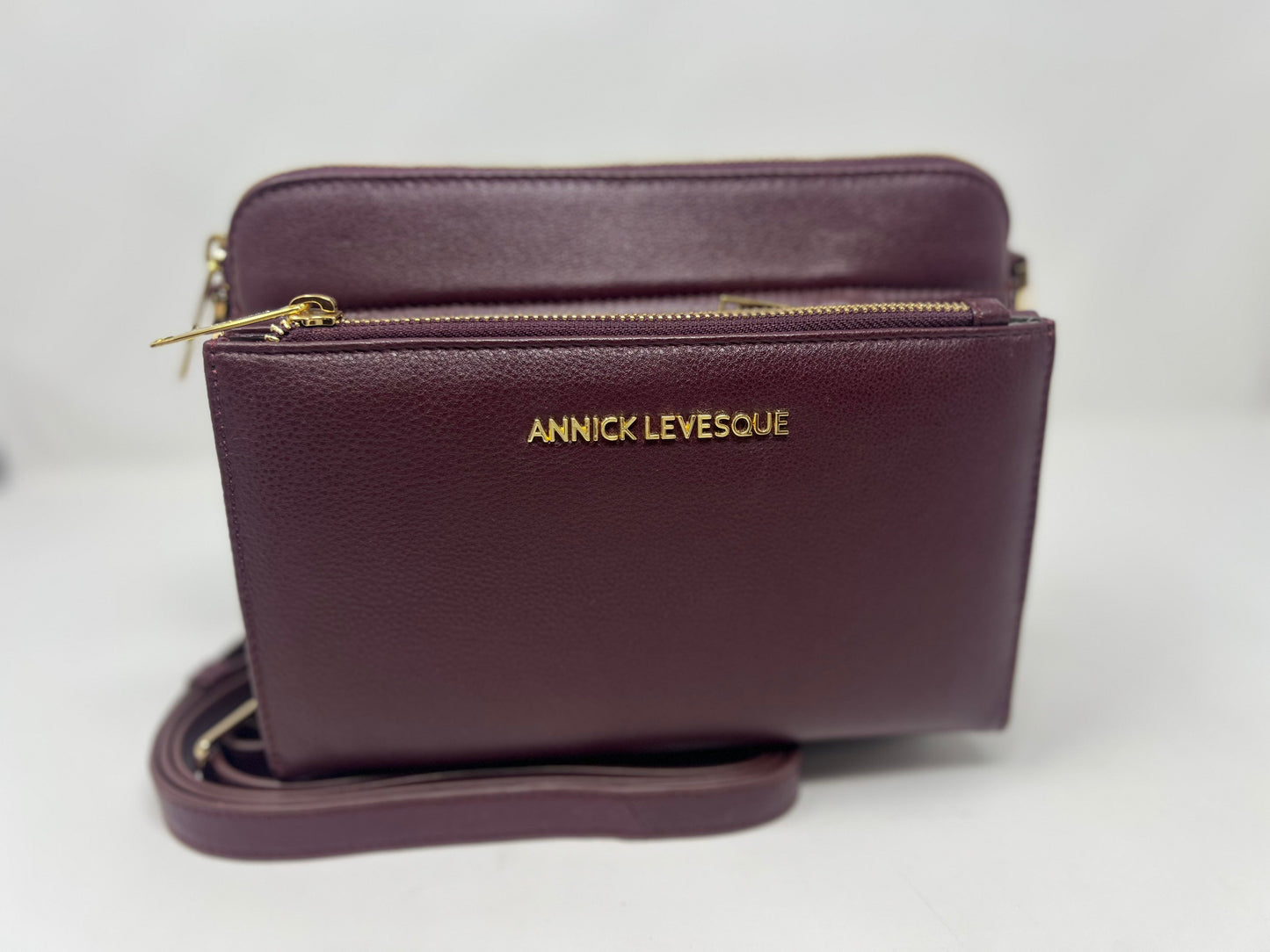 Petit Sac bandouillère avec porte carte détachable, aubergine | Kennedi