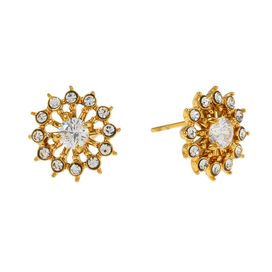 KERELA Gold: Shimmering Star Zirconia (CZ) Stud Earrings