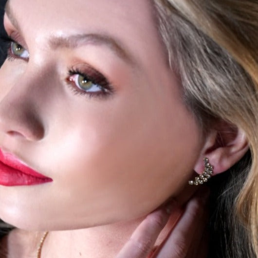 KIANI Duo Curved Silhouette Zirconia Stud Earrings