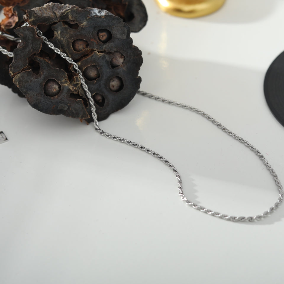 KIRA: Rope Chain Silver Necklace 24 Inches