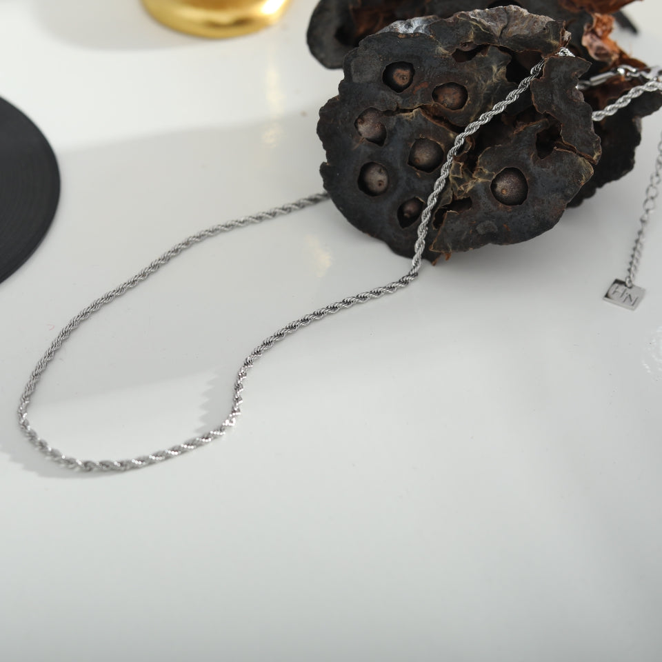 KIRA: Rope Chain Silver Necklace 24 Inches