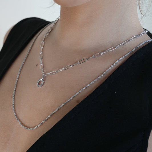 KIRA: Rope Chain Silver Necklace 28 Inches