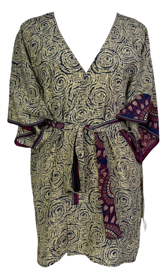 PRC6912 Avatar Pure Silk Kimono-Sleeved Jacket with Belt