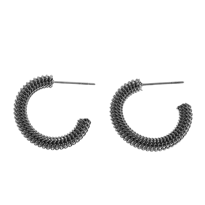 KUMASI Richly Textured Silver Hoop Earrings