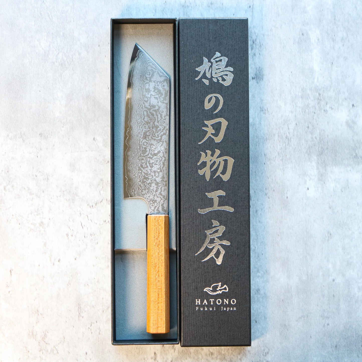 Kenshiro Hatono Ginsan Damascus Bunka 180 mm Zelkova