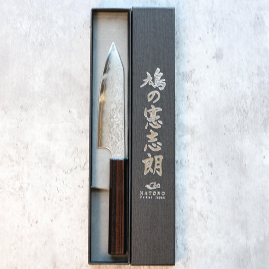 Kenshiro Hatono Ginsan Damascus Petty 135 mm