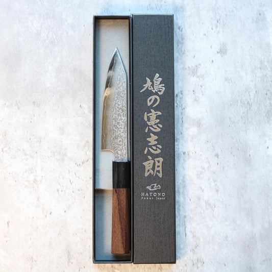 Kenshiro Hatono Ginsan Damascus Petty 135 mm Rosewood