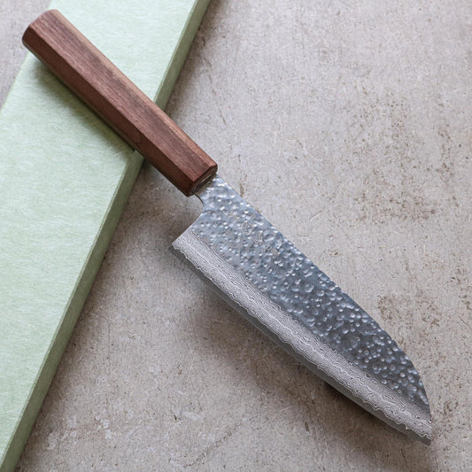 Makoto Kurosaki Damascus Tsuchime Santoku 165 mm
