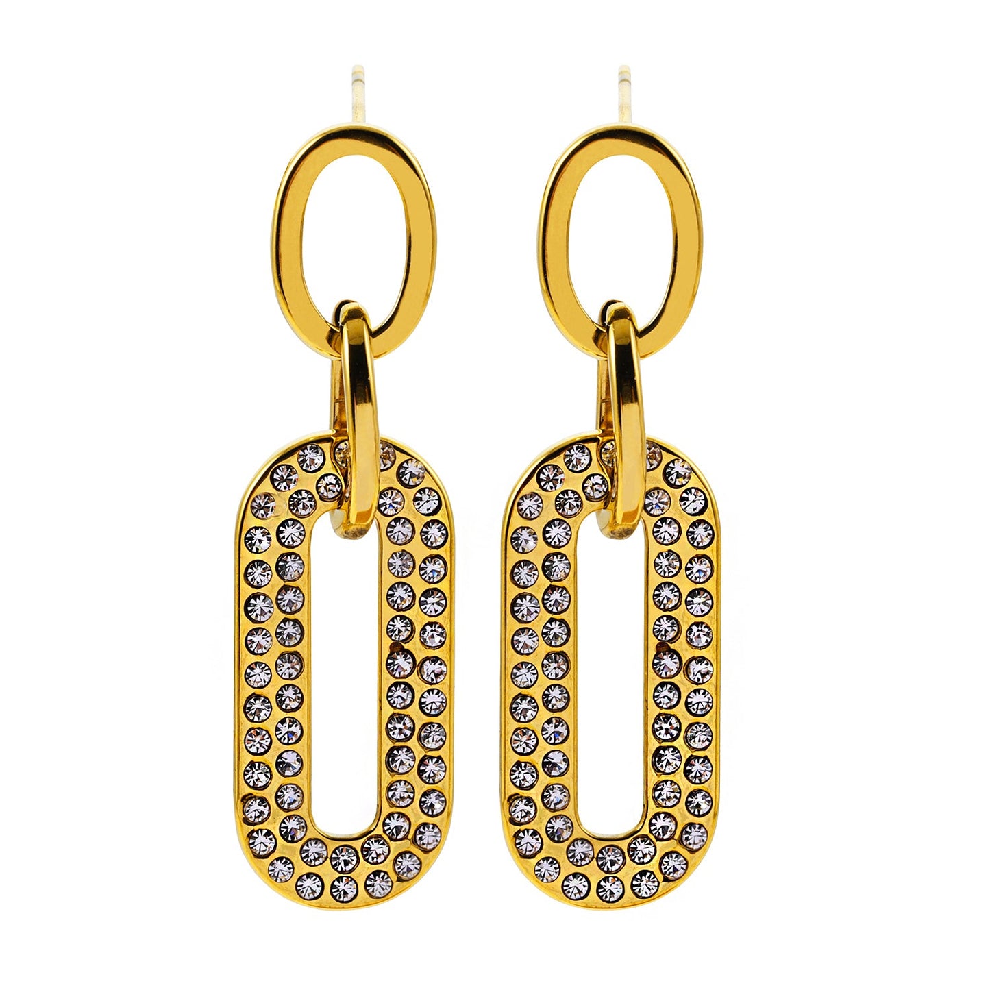 LAIA: Rounded Rectangle Shaped Earrings Embedded with Zirconia Gemstones
