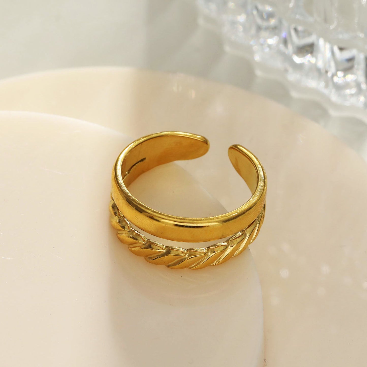 LARISSA: Double Stacked Contrasting Textured Ring
