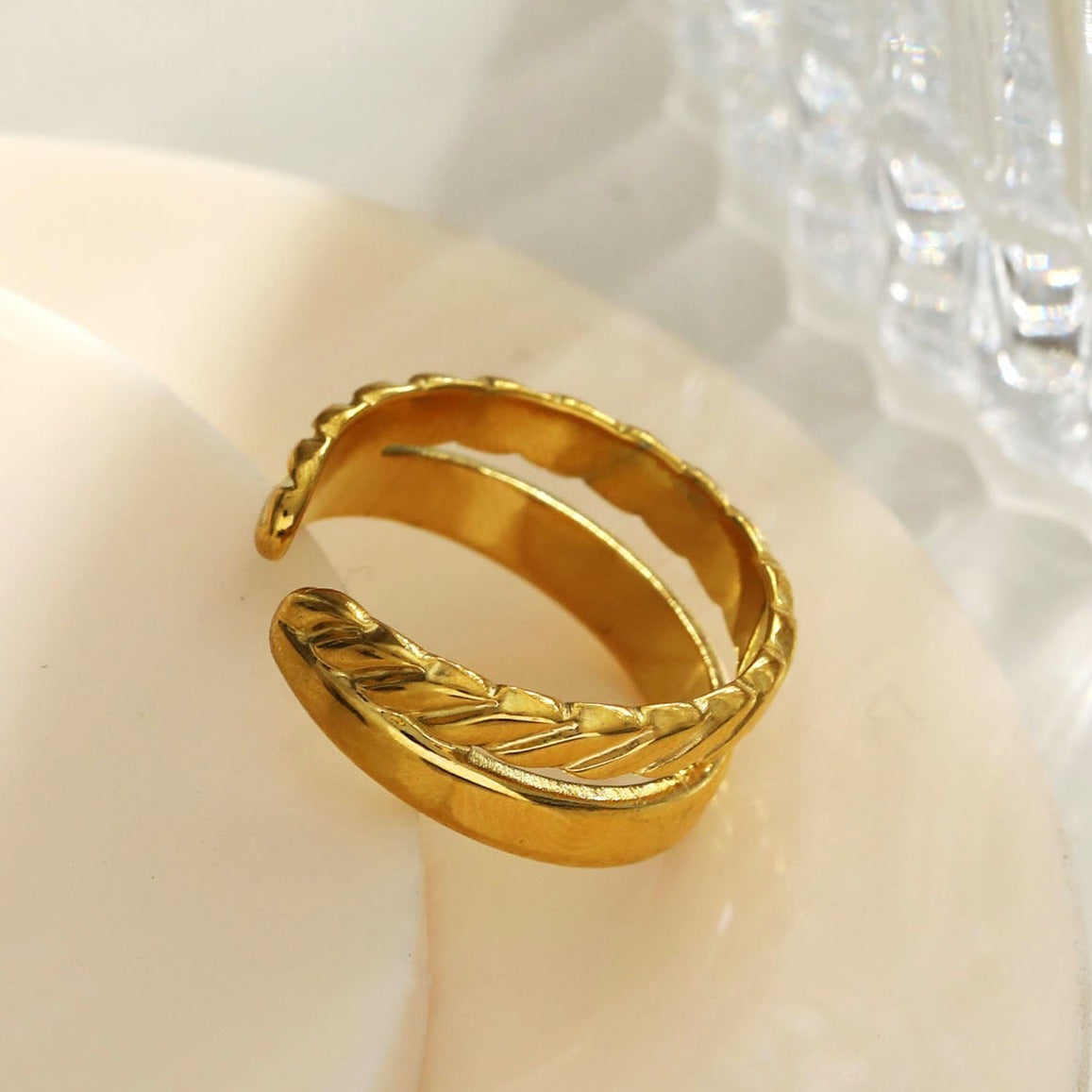 LARISSA: Double Stacked Contrasting Textured Ring