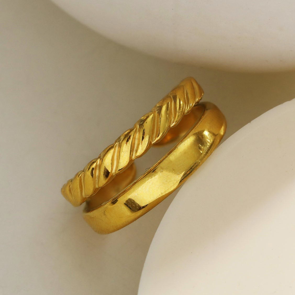 LARISSA: Double Stacked Contrasting Textured Ring