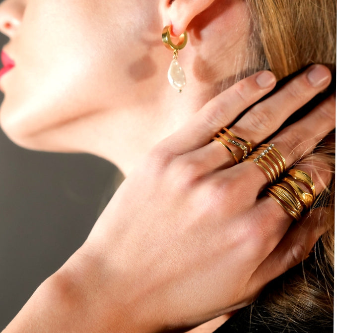 LARKE Avant-Garde Textured & Shaped Stacked Abstract Ring