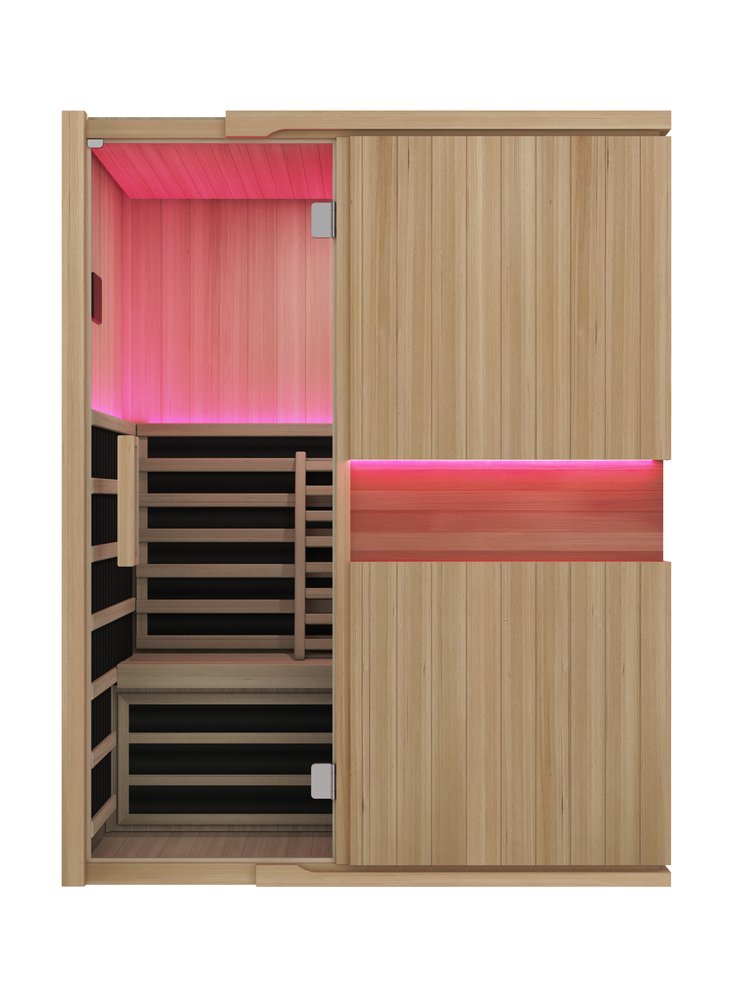 Blisspod | Milano | Canadian Hemlock Wood | Ultra Low EMF | 6 Far Infrared & 1 Red Glass Heater | Chromotherapy | Full Spectrum Sauna | Upto 3 Person