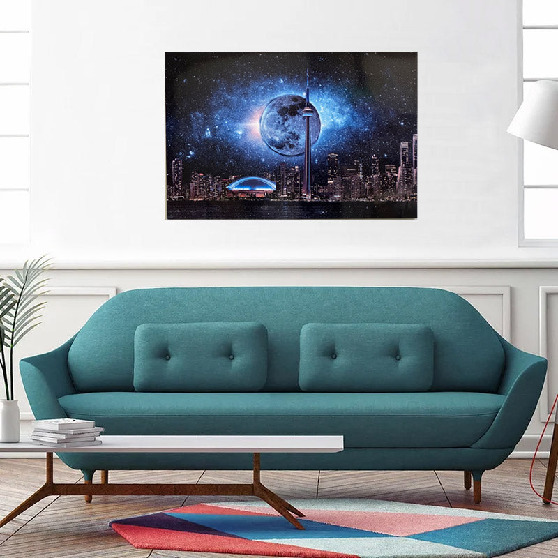 Wall art-Metal aluminum print-Toronto, dark moon with CN Tower-Limited Edition