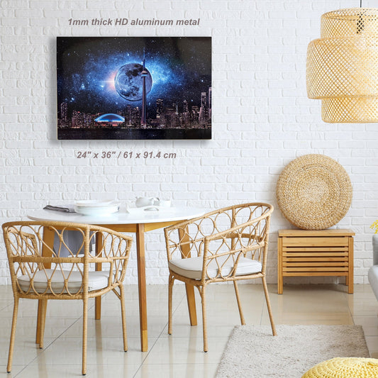Wall art-Metal aluminum print-Toronto, dark moon with CN Tower-Limited Edition