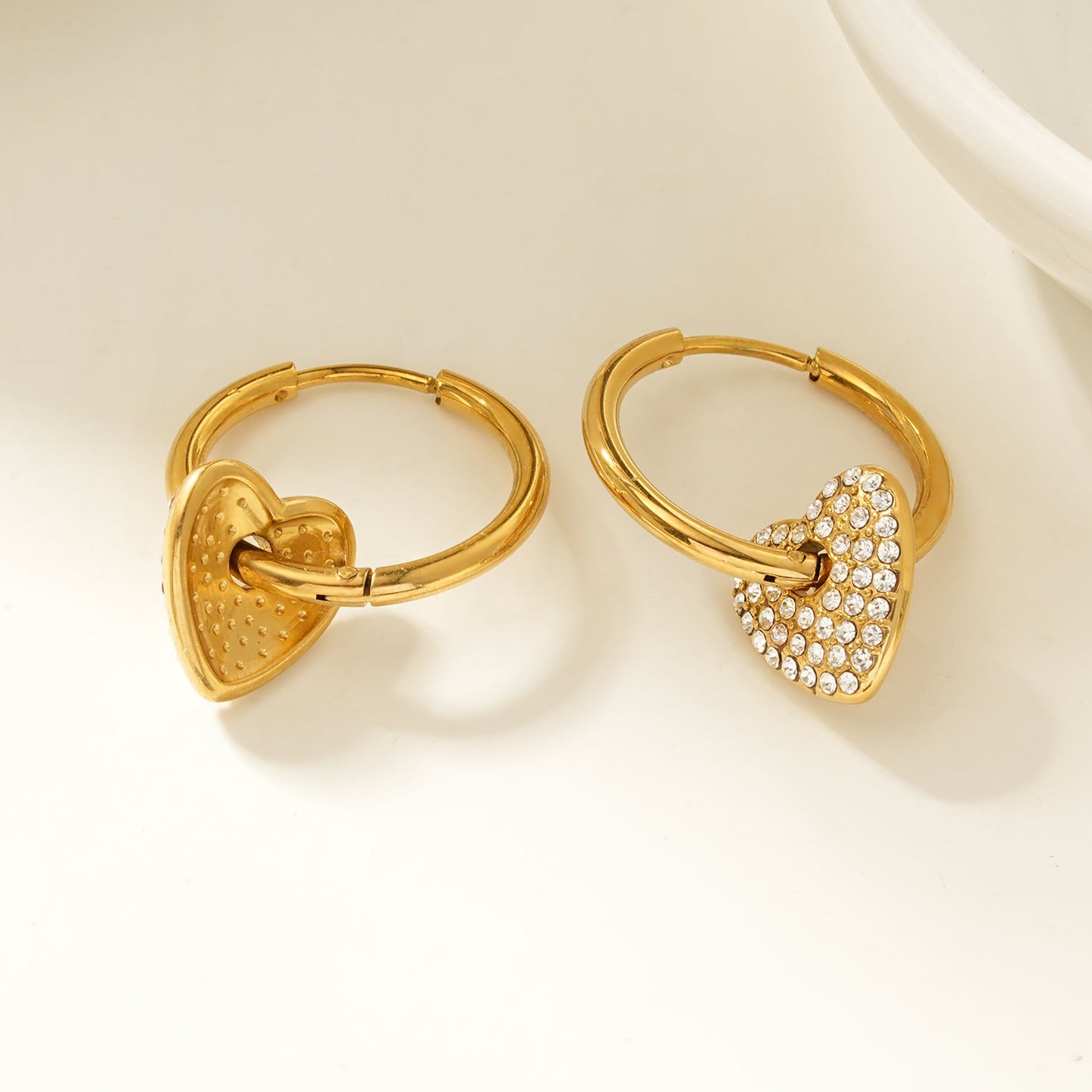 MAABU Gold: Vintage Inspired Hoops with Removable Zirconia Embedded Heart Charm