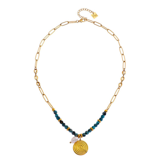 MEDELLIN: Contemporary Link Chain With AFRICAN TOURQUOISE Beads and a Duo of Pendants