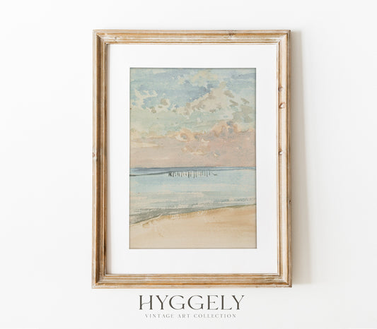 Vintage Pastel Coastal Landscape Art Print L0106
