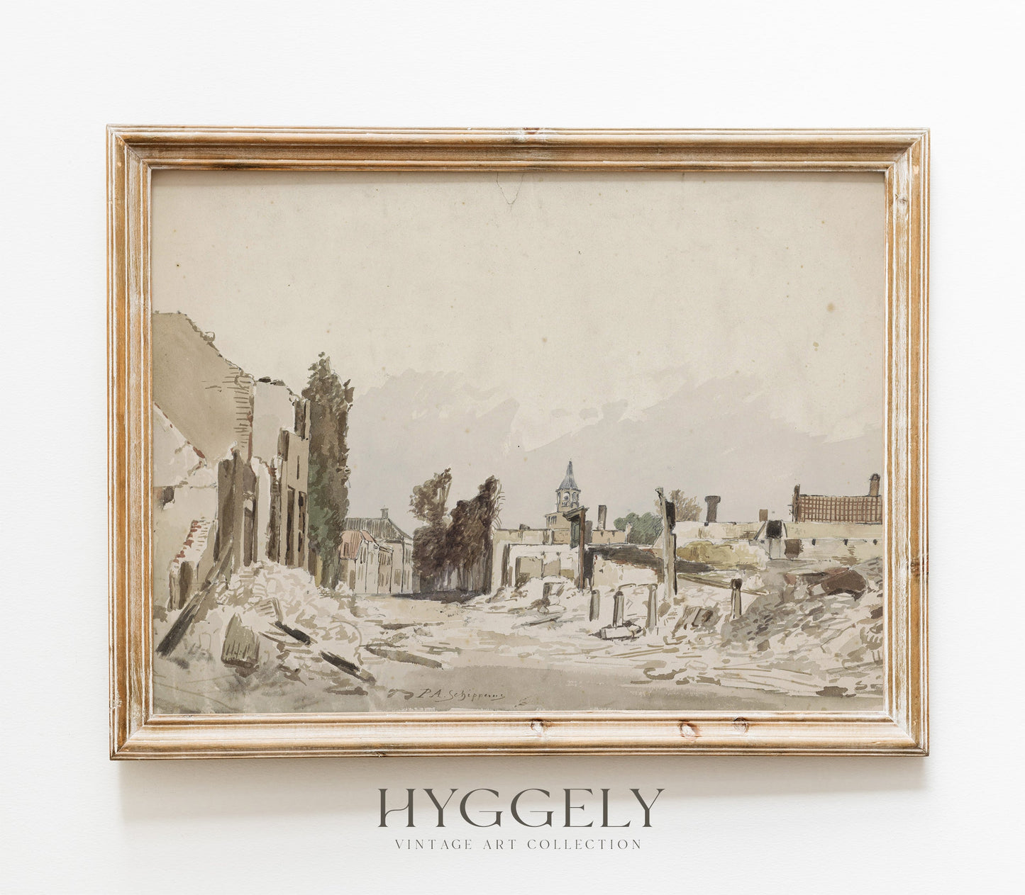 Vintage Neutral Landscape Art Print L0113