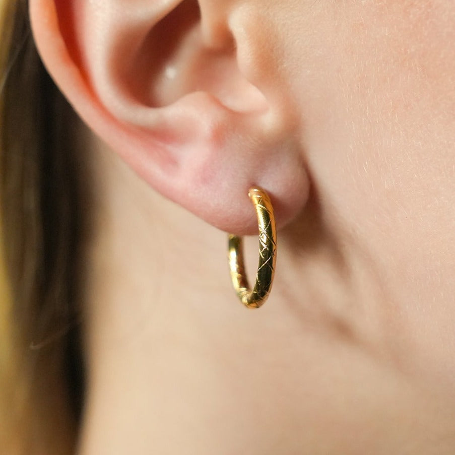 MALENA: Decorative Etched Hoop Earrings