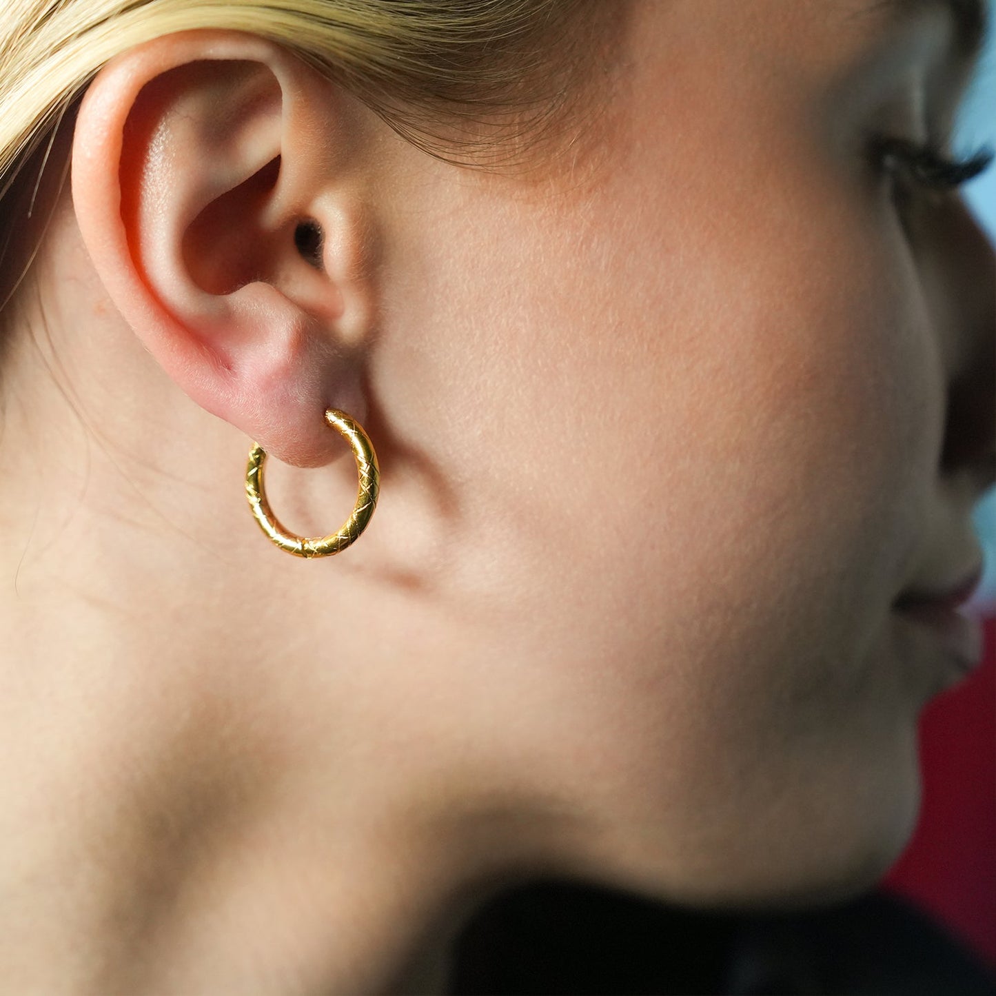 MALENA: Decorative Etched Hoop Earrings