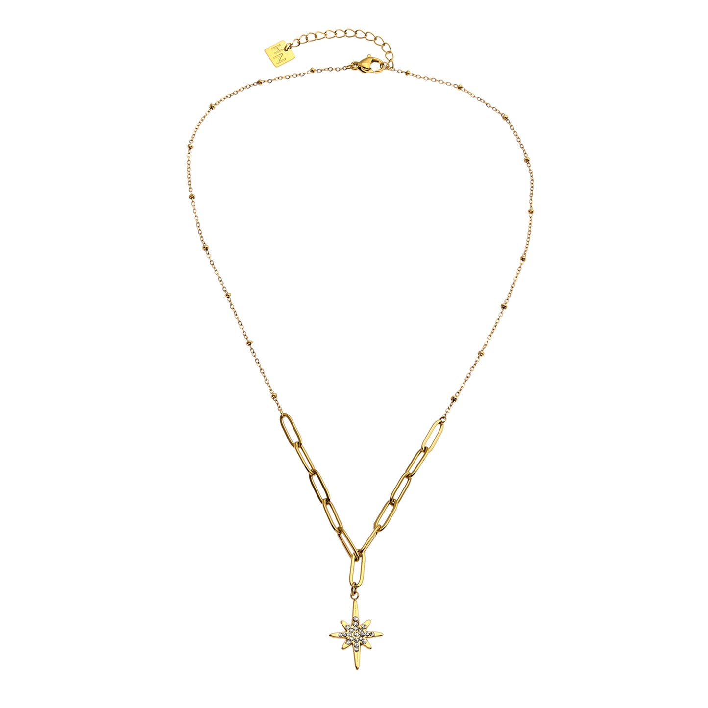 MALVINA Mix Gold Chain with Zirconia Studded Star Pendant