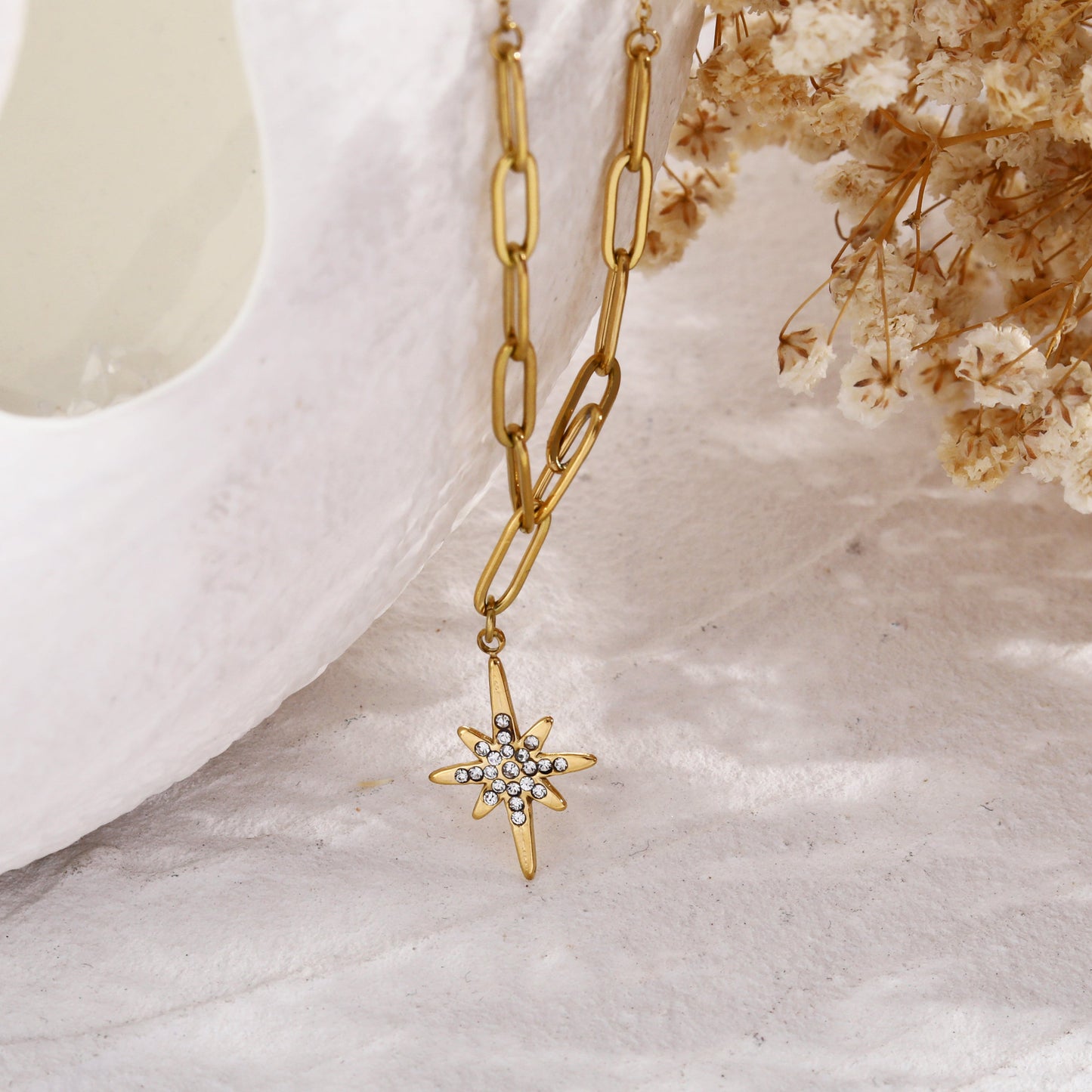 MALVINA Mix Gold Chain with Zirconia Studded Star Pendant