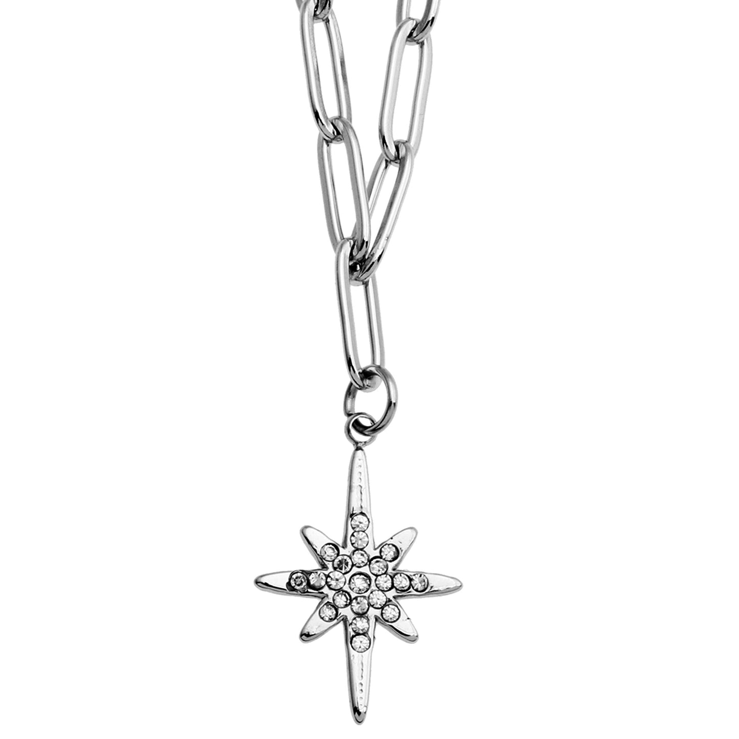 MALVINA Mix Silver Chain with Zirconia Studded Star Pendant