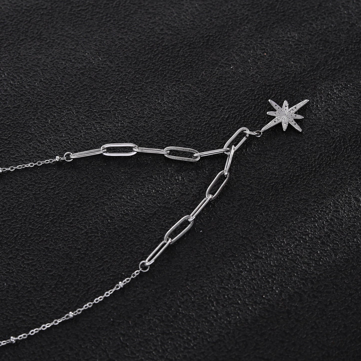 MALVINA Mix Silver Chain with Zirconia Studded Star Pendant