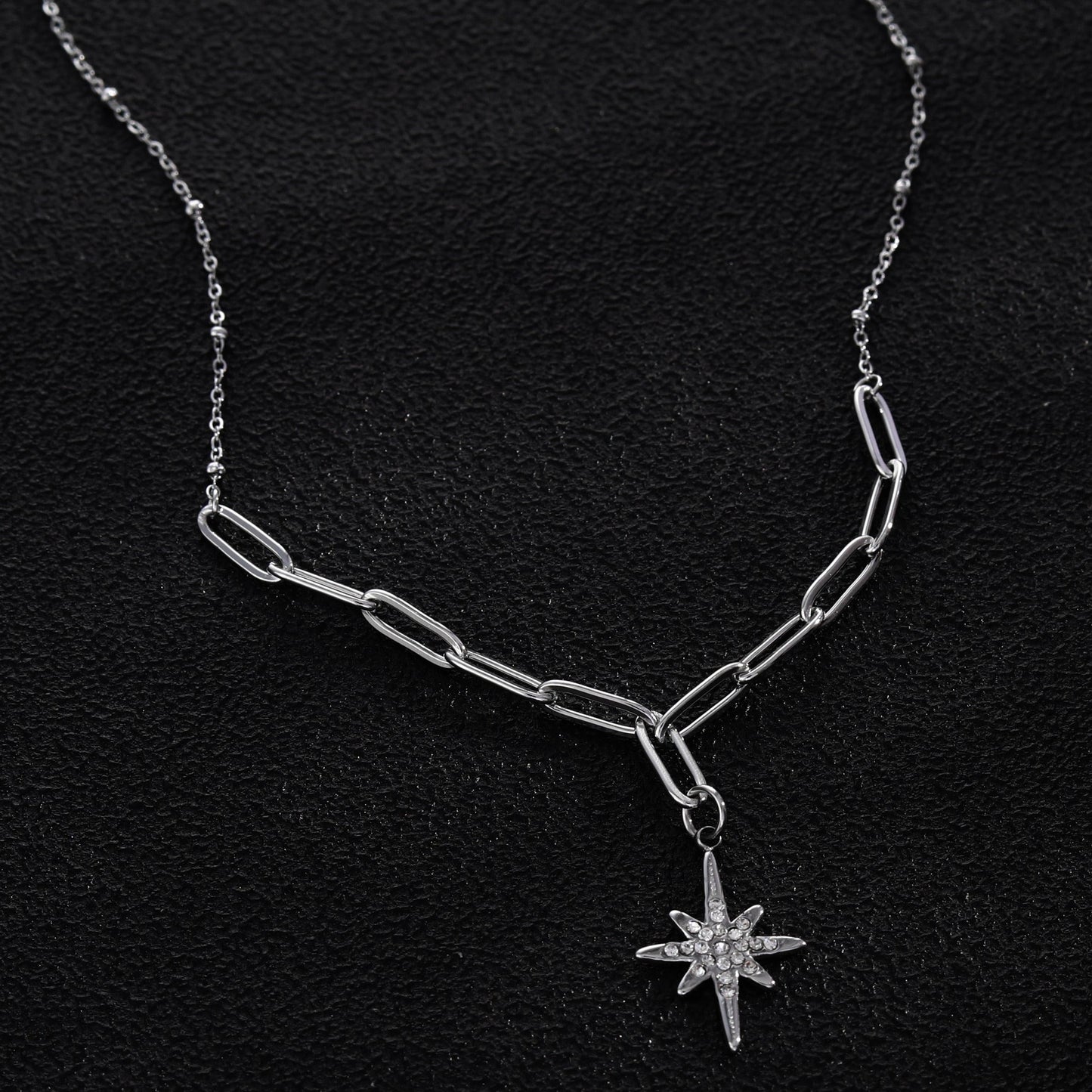 MALVINA Mix Silver Chain with Zirconia Studded Star Pendant