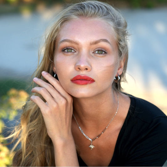 MALVINA Mix Silver Chain with Zirconia Studded Star Pendant