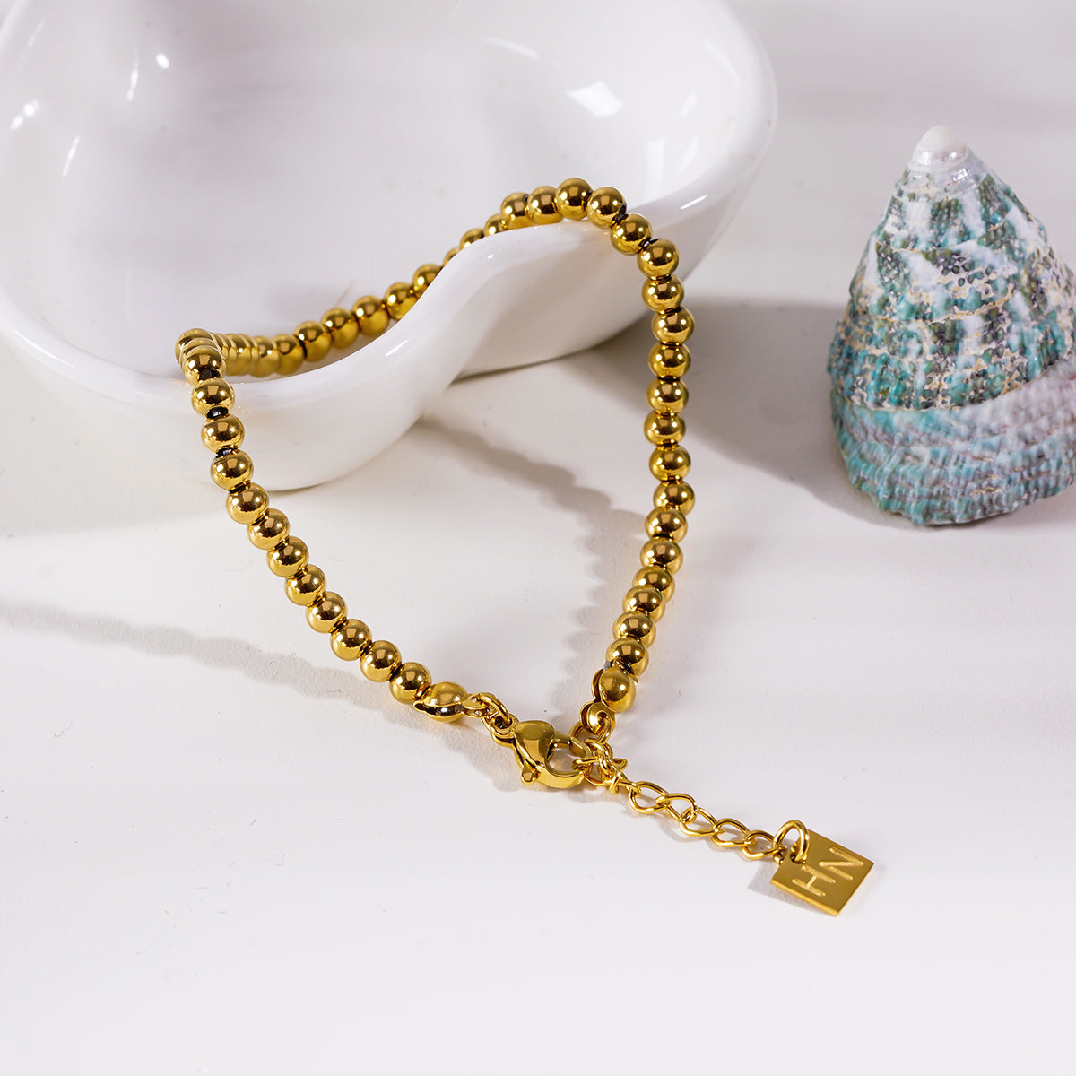 MANAMI Gold: Ball-Beads Contemporary Chain Bracelet