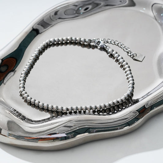 MANAMI LG: Ball-Beads Contemporary Chain Silver Anklet