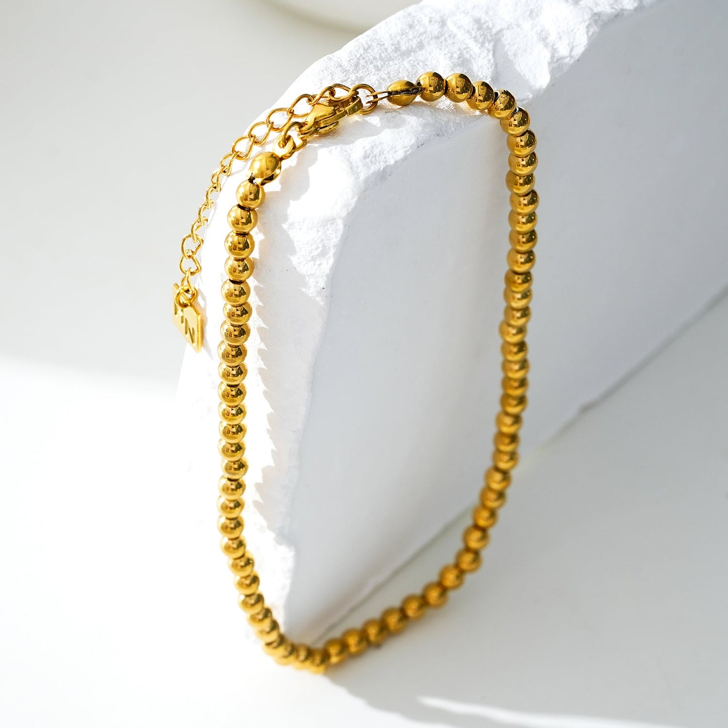 MANAMI LG: Ball-Beads Contemporary Chain Gold Anklet