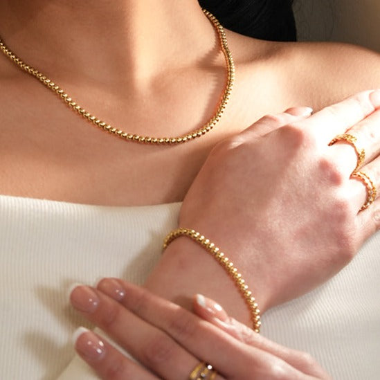 MANAMI Gold: Ball-Beads Contemporary Chain Bracelet