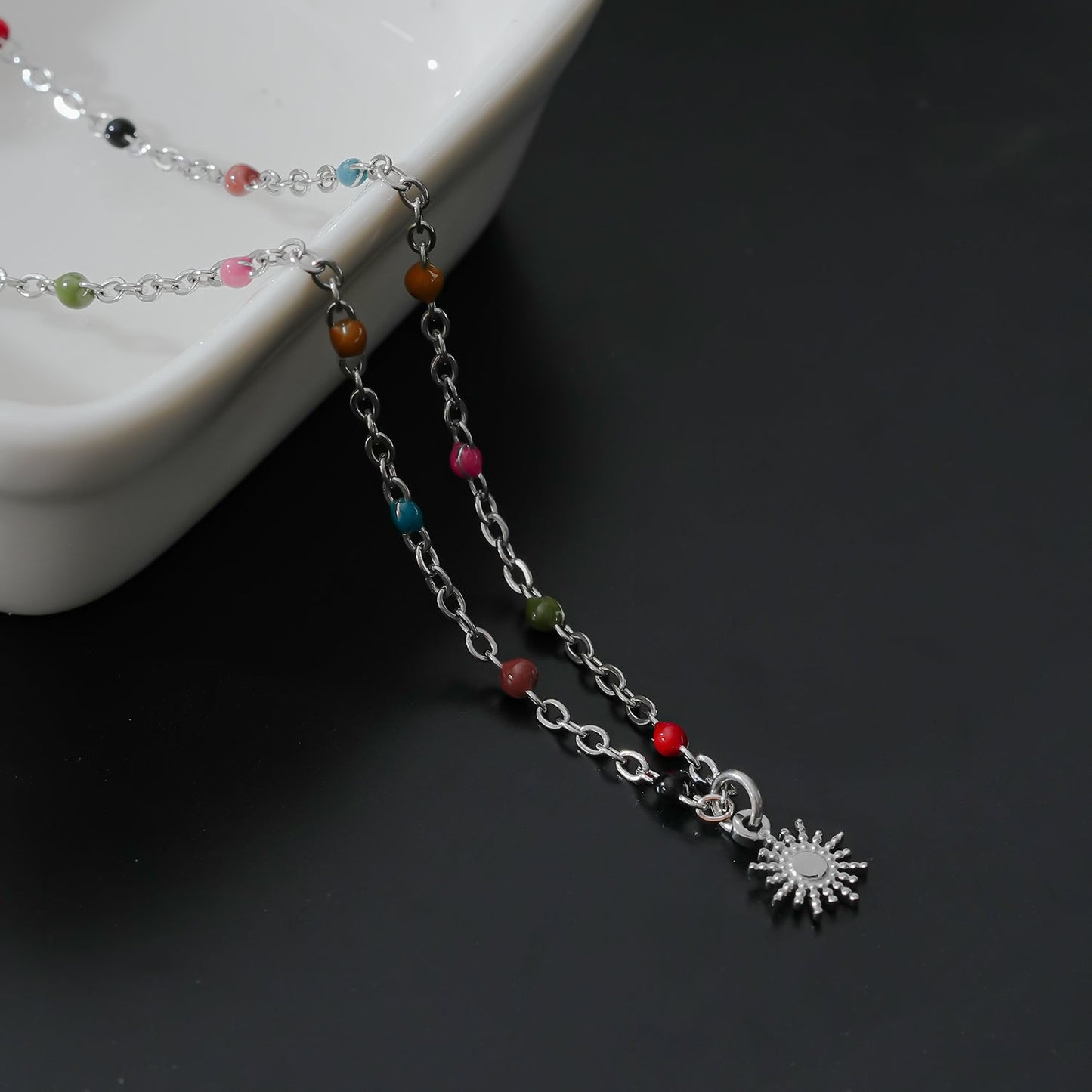 MARLOW: Dainty Star Charm & Coloured Dainty Beads on a Silver Chain